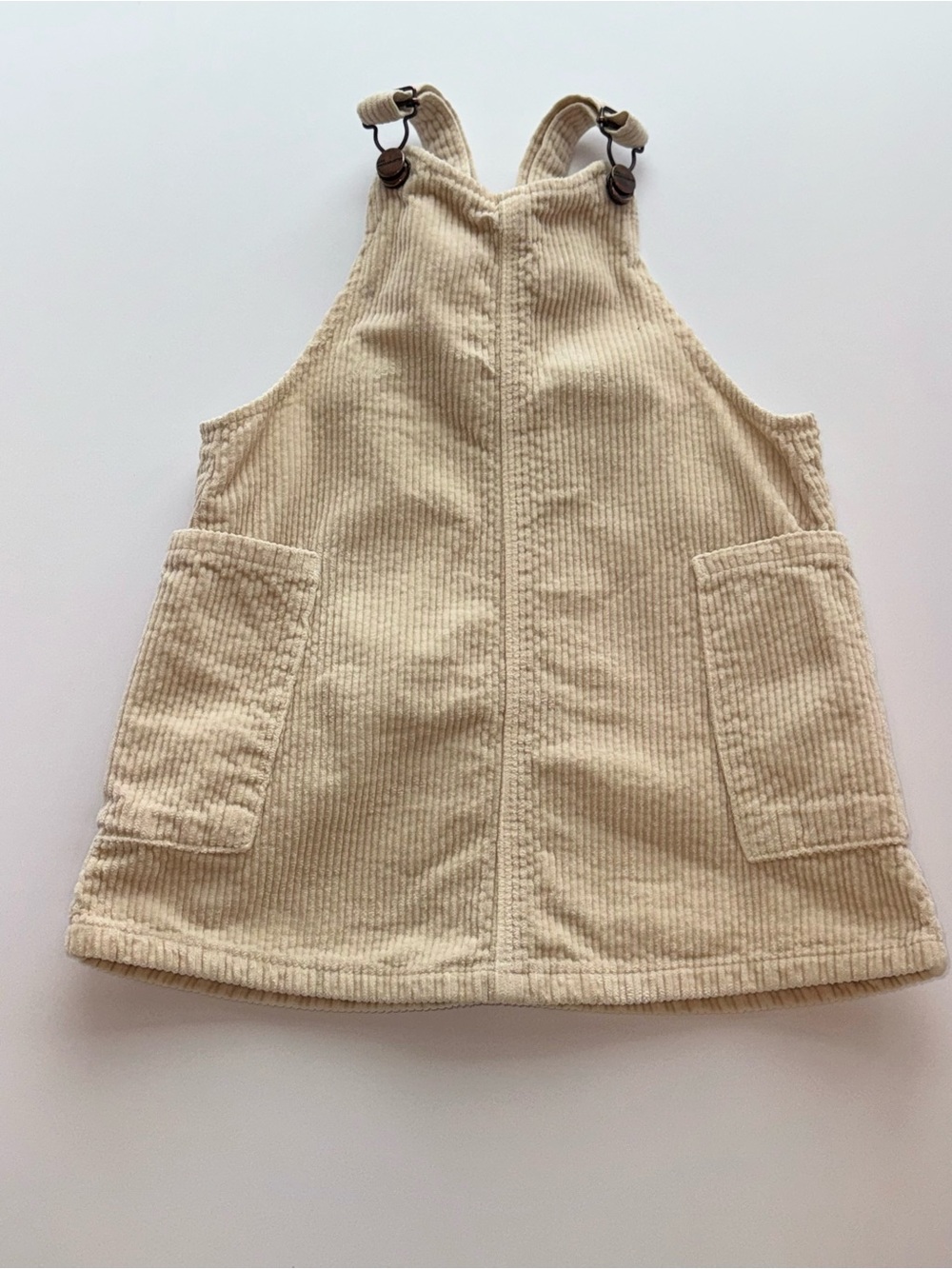Zara Cream Corduroy Pinafore Dress with Front Pockets